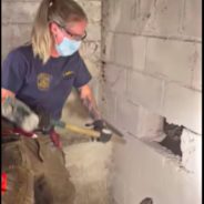 Cincinnati Firefighters Rescue Lost Dog Trapped Behind Concrete Wall